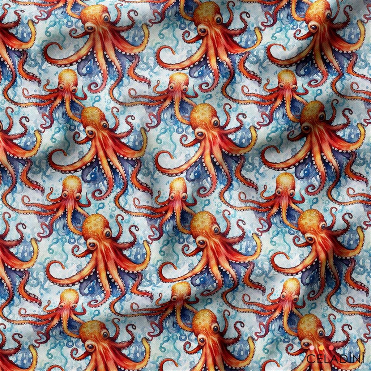 Ahtapotlar Desenli Kumaş