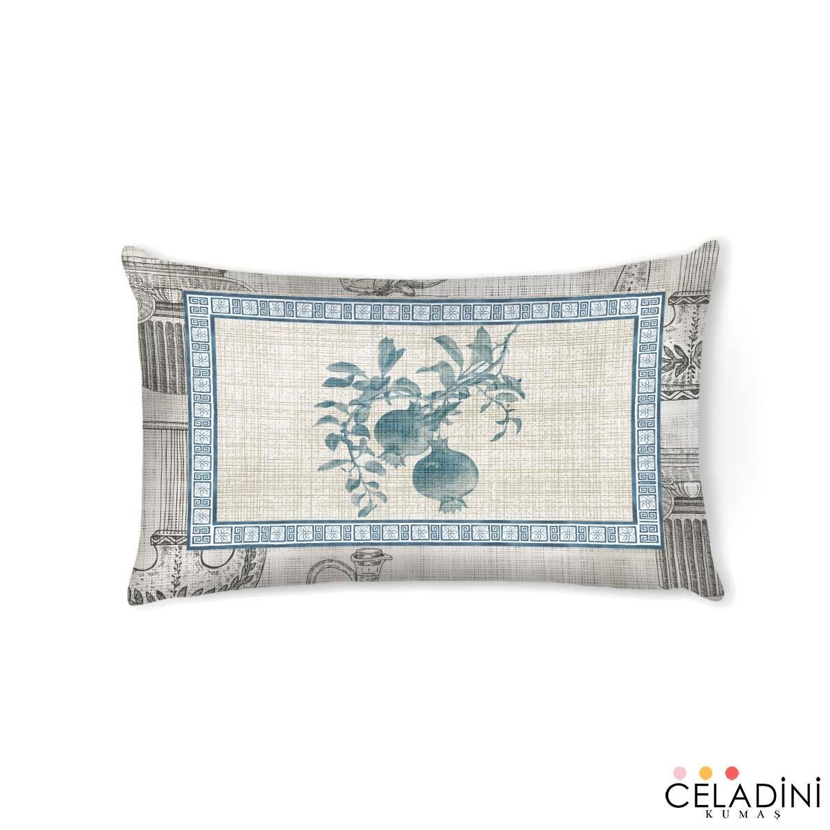 Antik Seri 35x50cm Kırlent Kumaşı Mavi