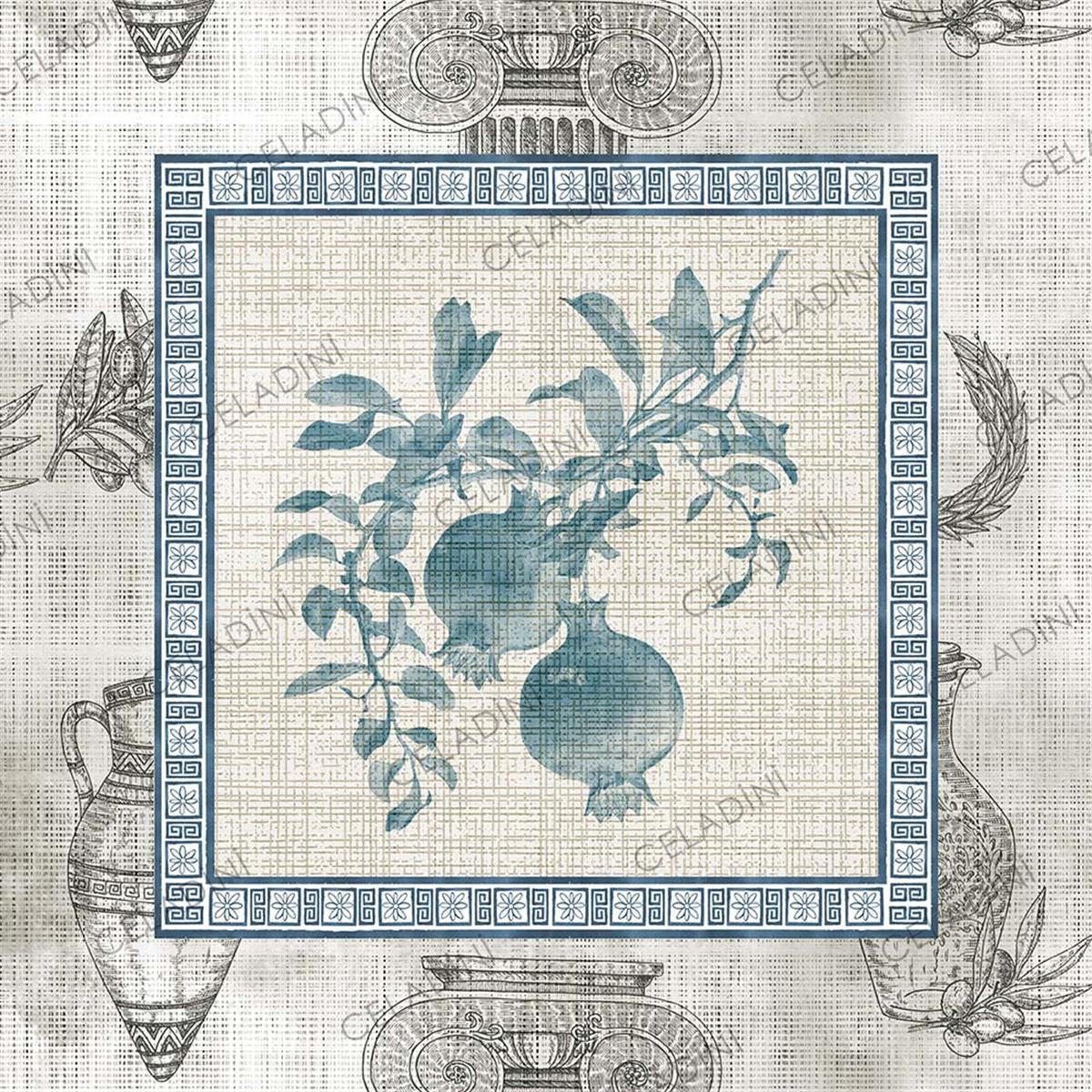 Antik Seri 45x45cm Kırlent Kumaşı Mavi