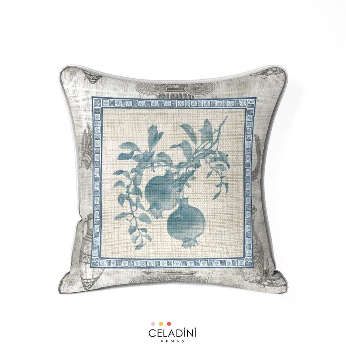 Antik Seri 45x45cm Kırlent Kumaşı Mavi