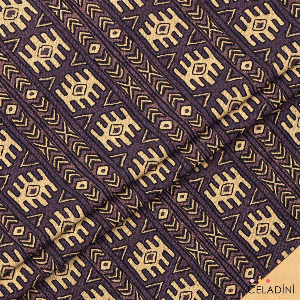 Aztek Kilim Desenli Kumaş (Mor)