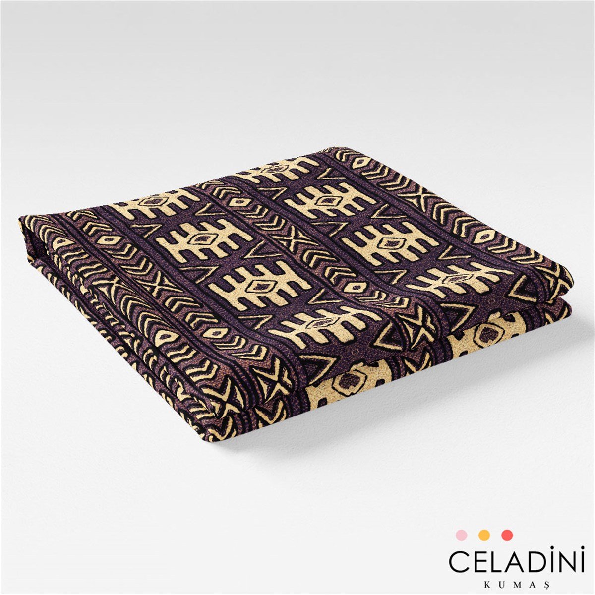 Aztek Kilim Desenli Kumaş (Mor)