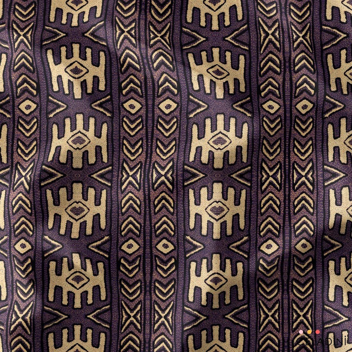 Aztek Kilim Desenli Kumaş (Mor)