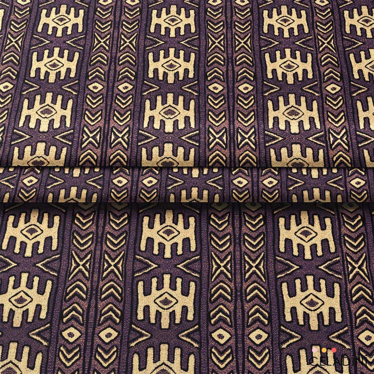 Aztek Kilim Desenli Kumaş (Mor)