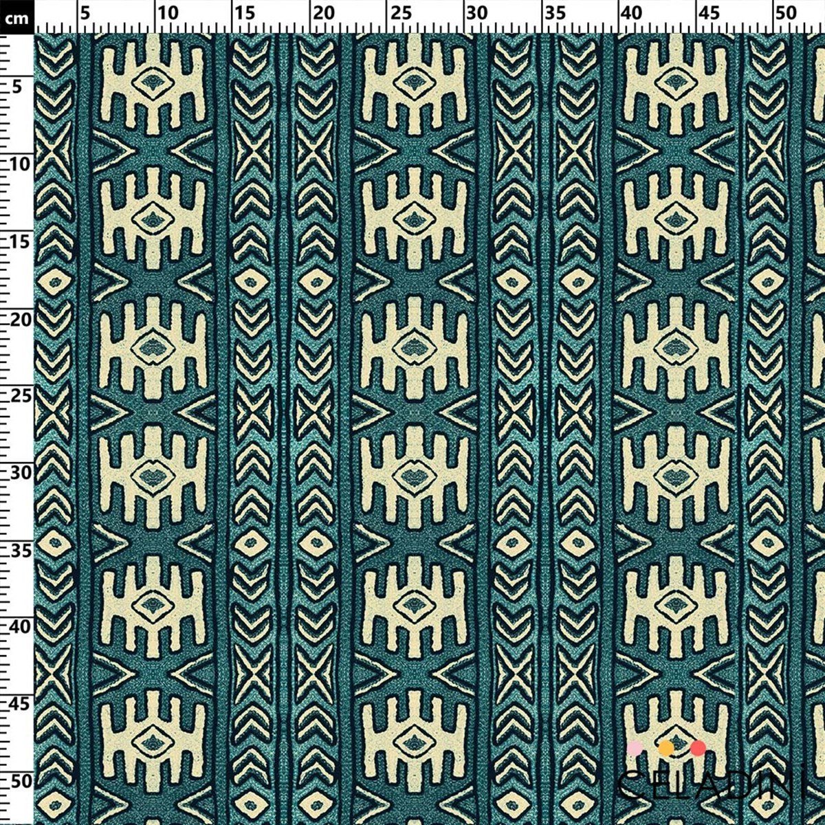 Aztek Kilim Desenli Kumaş (Turkuaz)