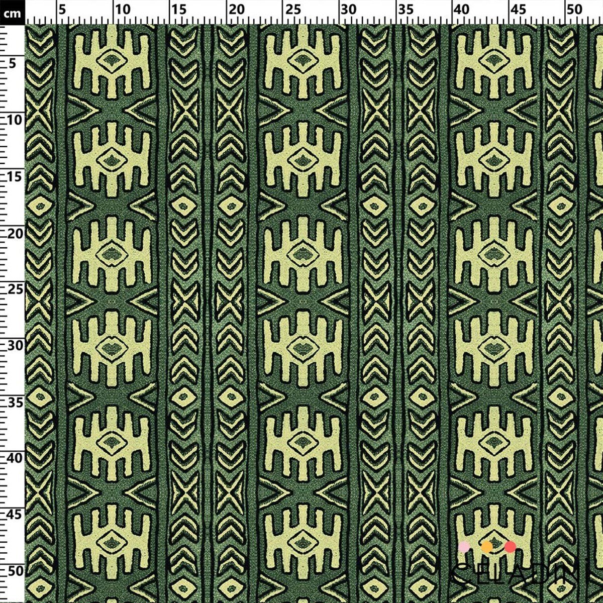 Aztek Kilim Desenli Kumaş (Yeşil)