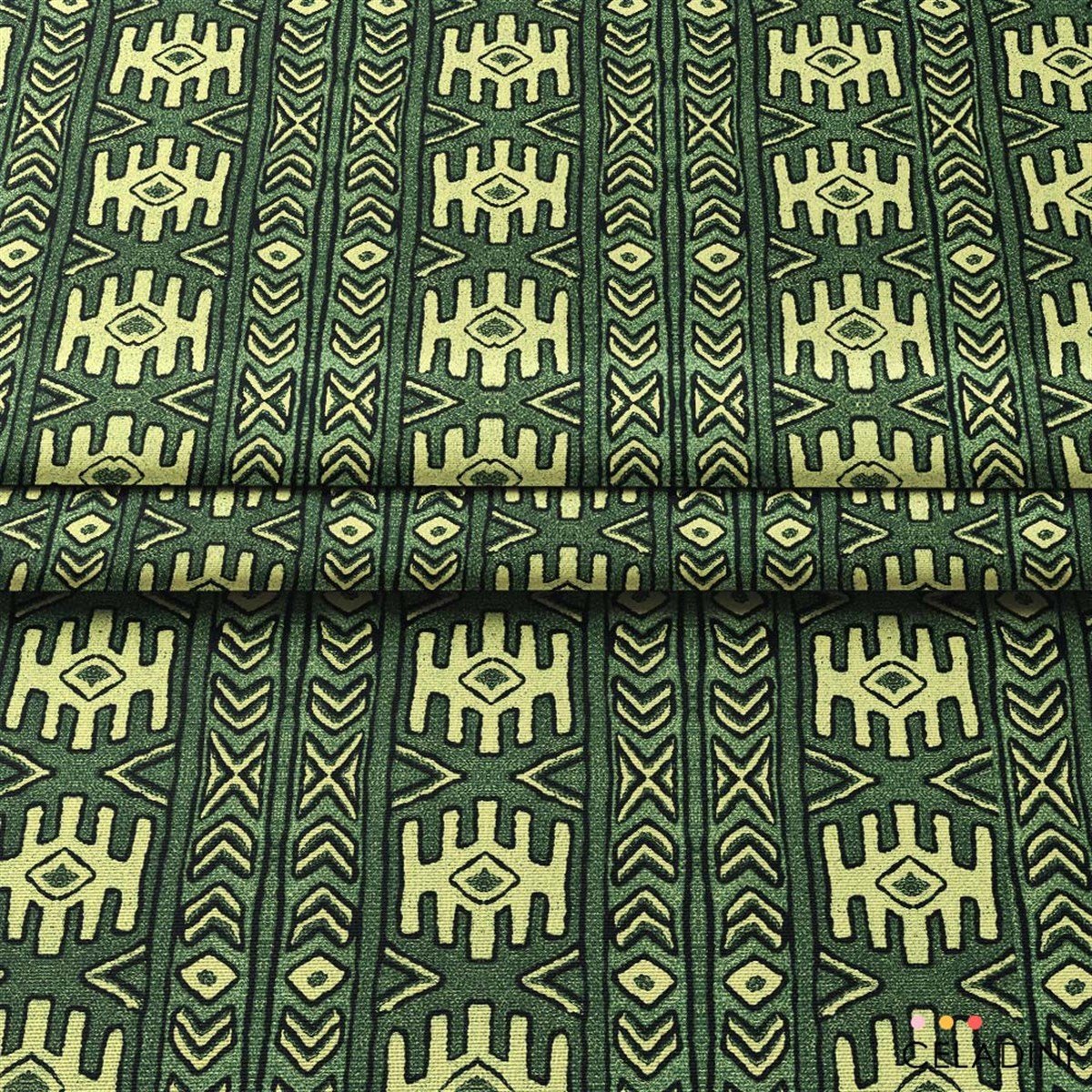 Aztek Kilim Desenli Kumaş (Yeşil)