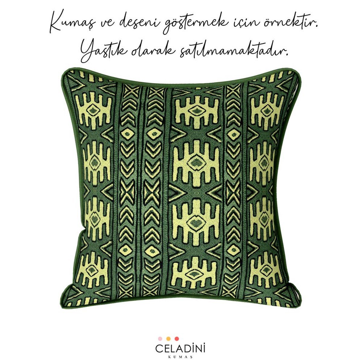 Aztek Kilim Desenli Kumaş (Yeşil)