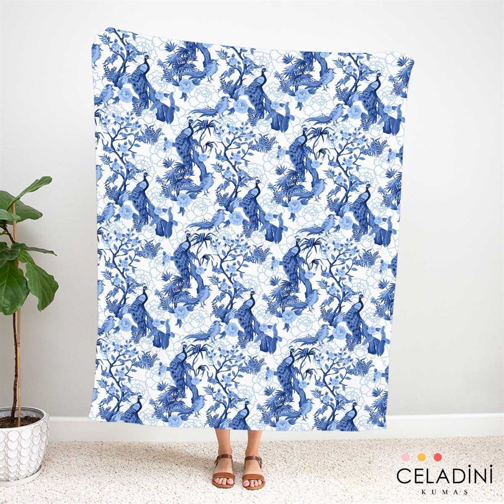 Batik Kuşlar ve Orman Desenli Kumaş