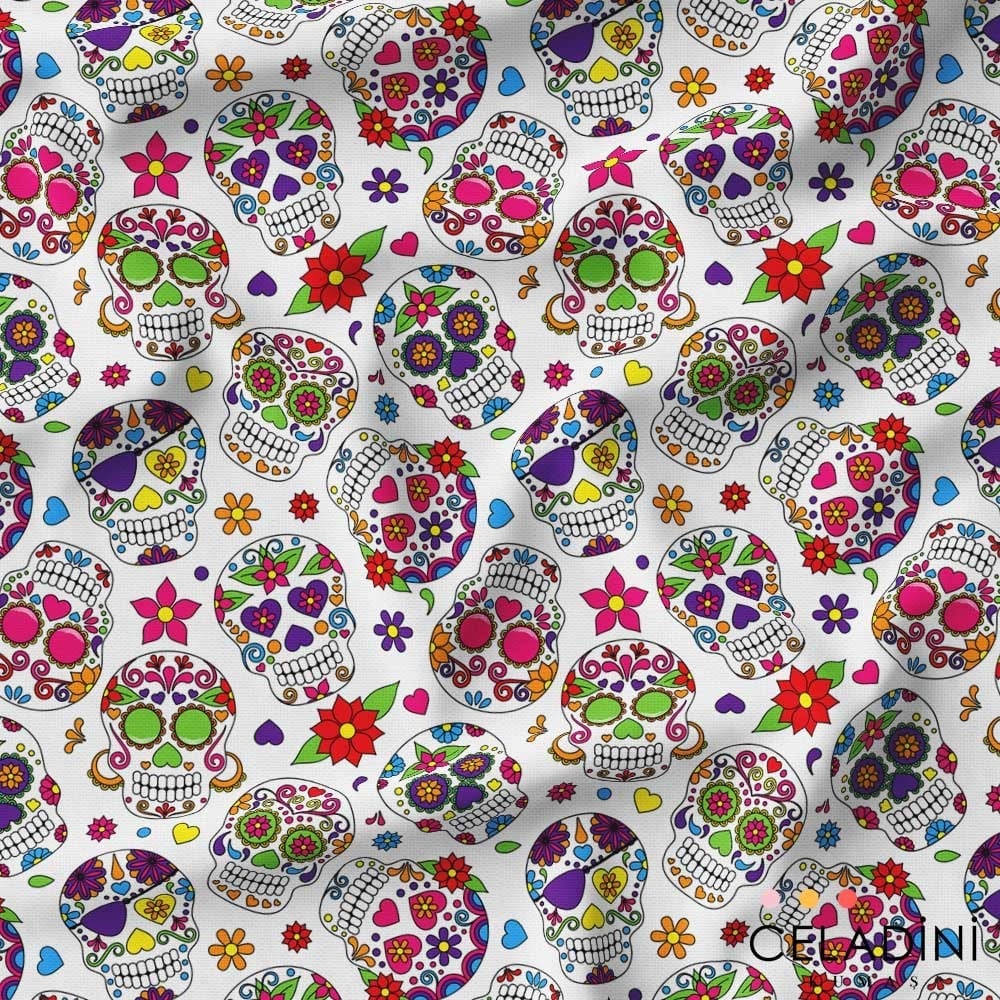 Beyaz Skullcandy Pop Art Desenli Kumaş