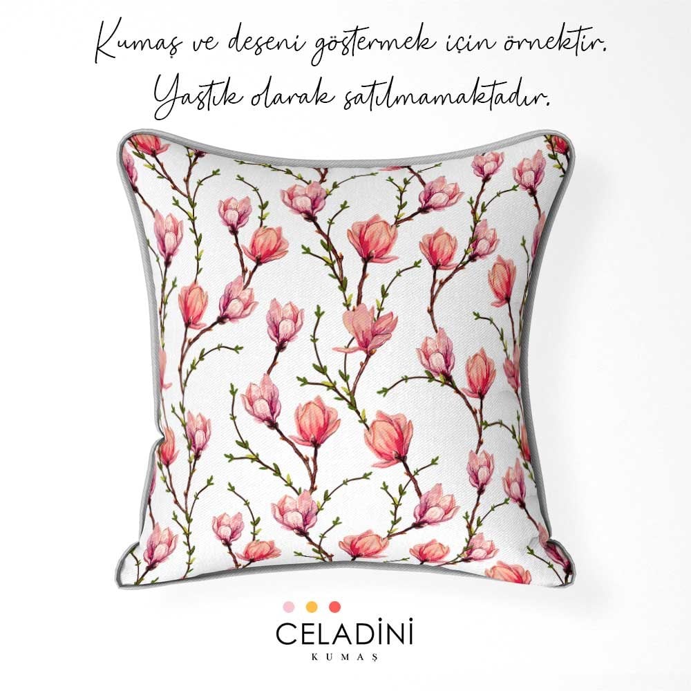 Beyaz Zemin Elegant Çiçek Desenli Kumaş