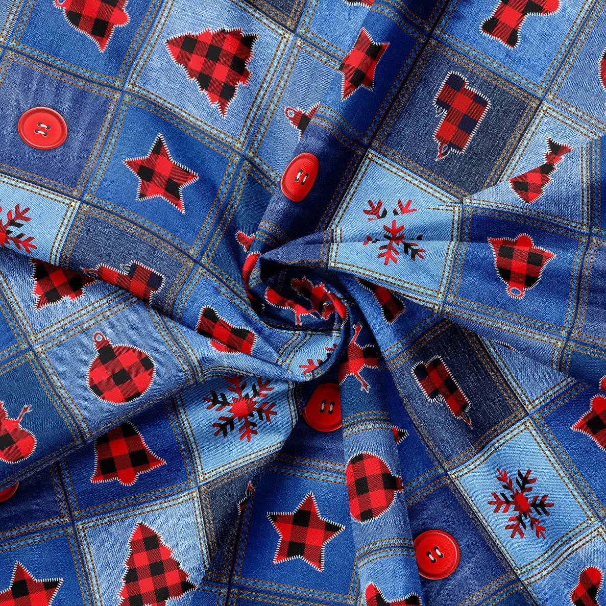 Blue Jean Patchwork Yılbaşı Kumaşı