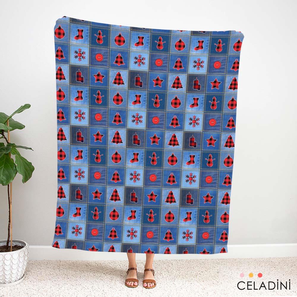 Blue Jean Patchwork Yılbaşı Kumaşı