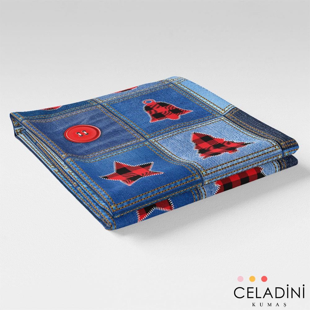 Blue Jean Patchwork Yılbaşı Kumaşı