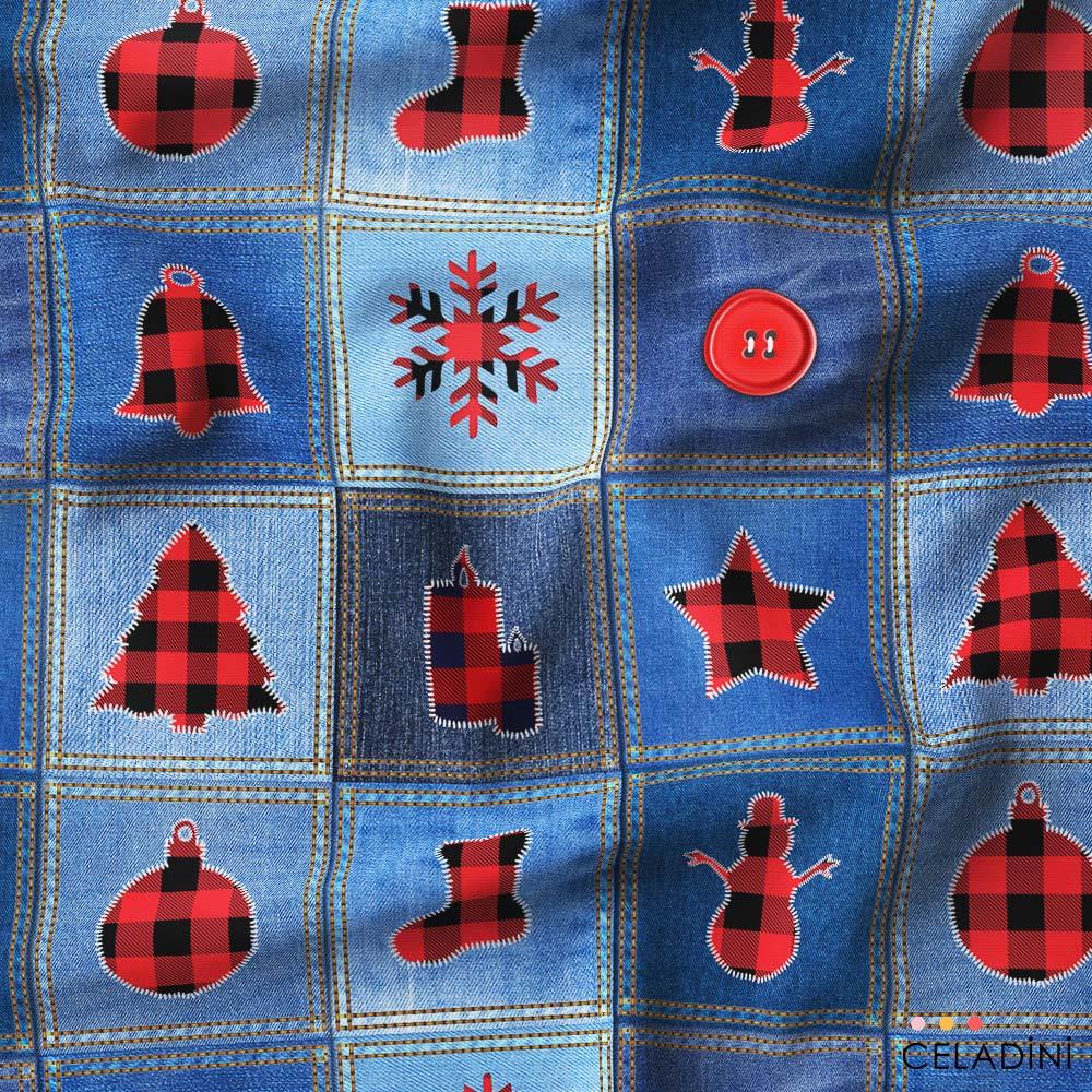 Blue Jean Patchwork Yılbaşı Kumaşı