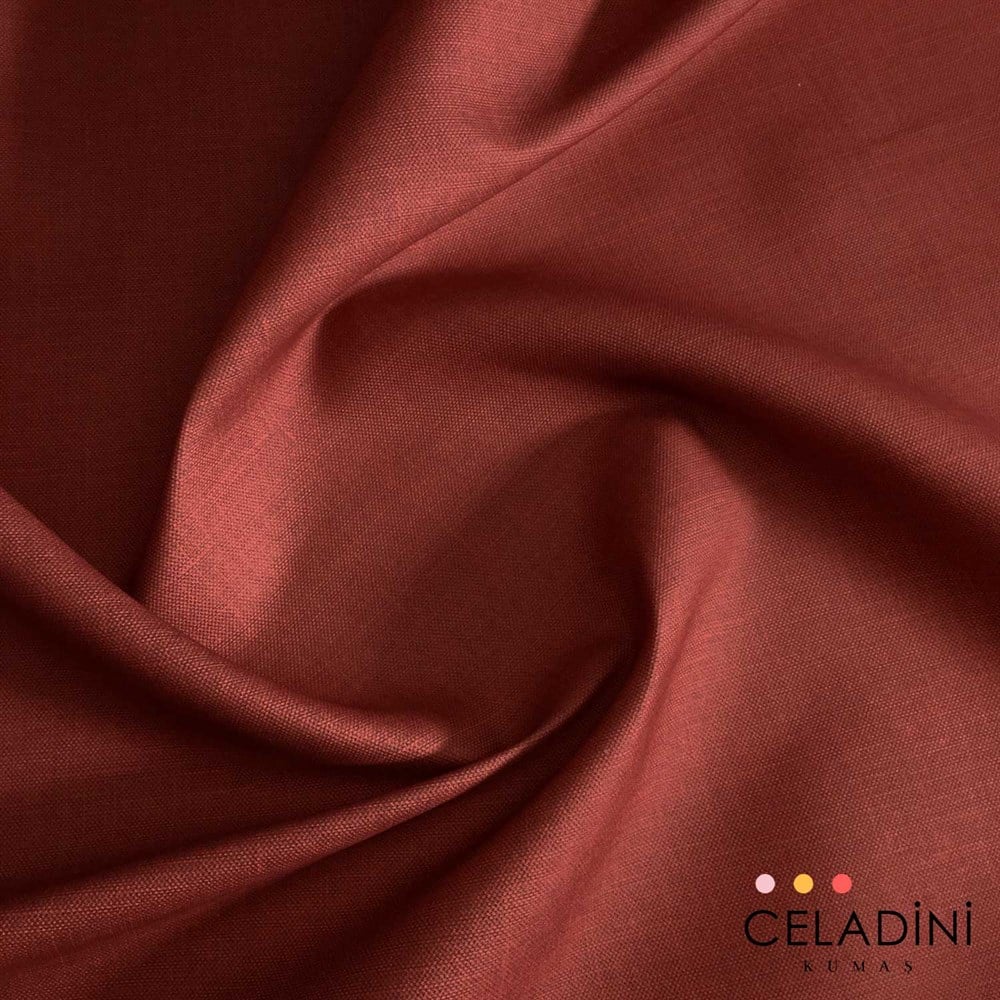 Bordo Keten Efektli Düz Renk Kumaş