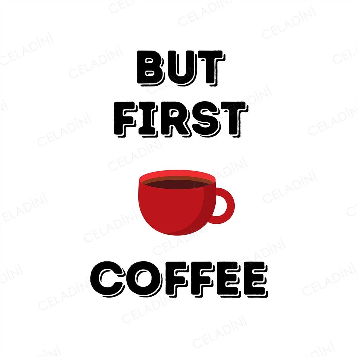 But First Coffee Yazılı Kırlent Kumaşı