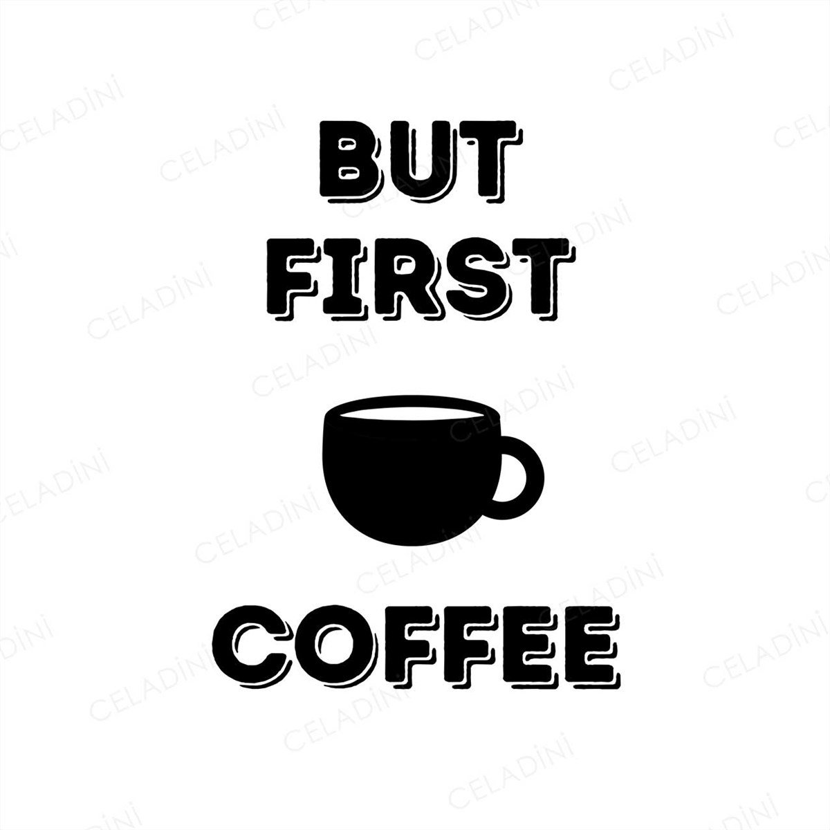 But First Coffee Yazılı Kırlent Kumaşı