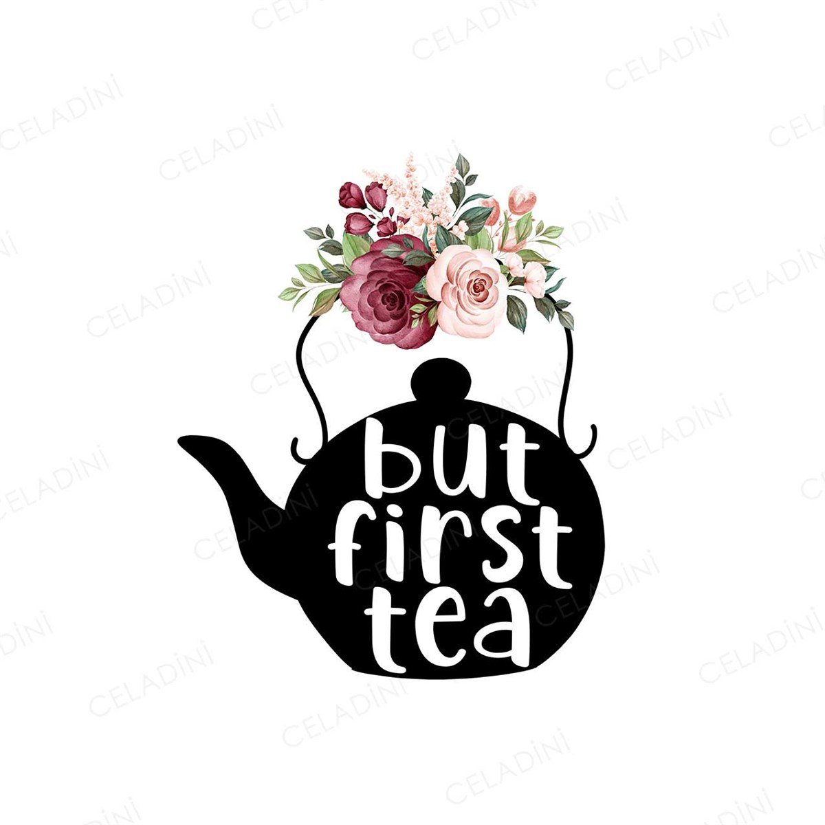 But First Tea Çaydnlık Tasarımlı Kırlent Kumaşı