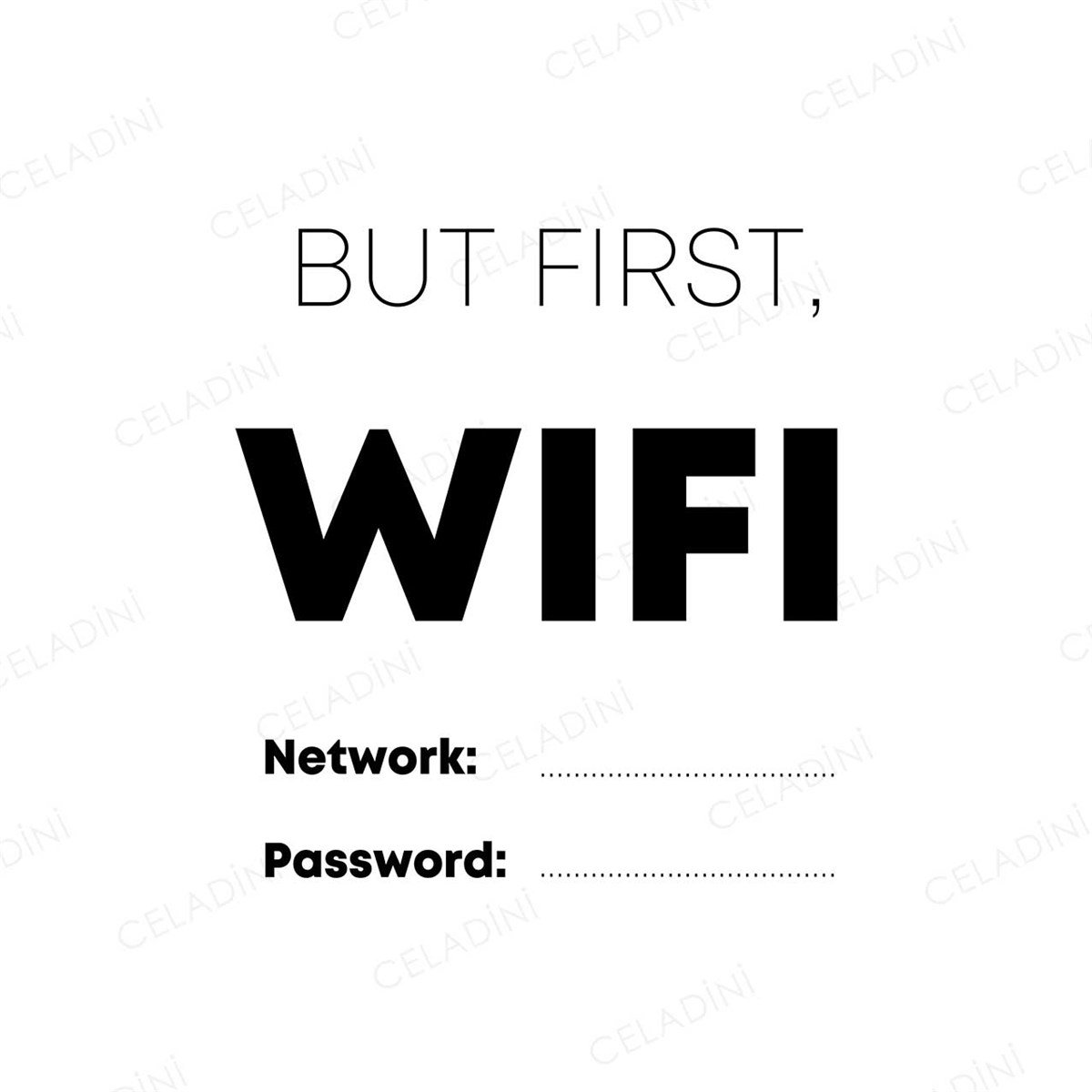But First WIFI Yazılı Kırlent Kumaşı