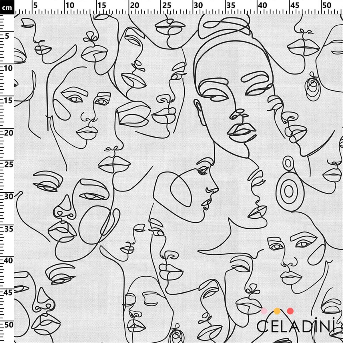Çizgi Sanatı Kadın Yüzü Pop Art Kumaş
