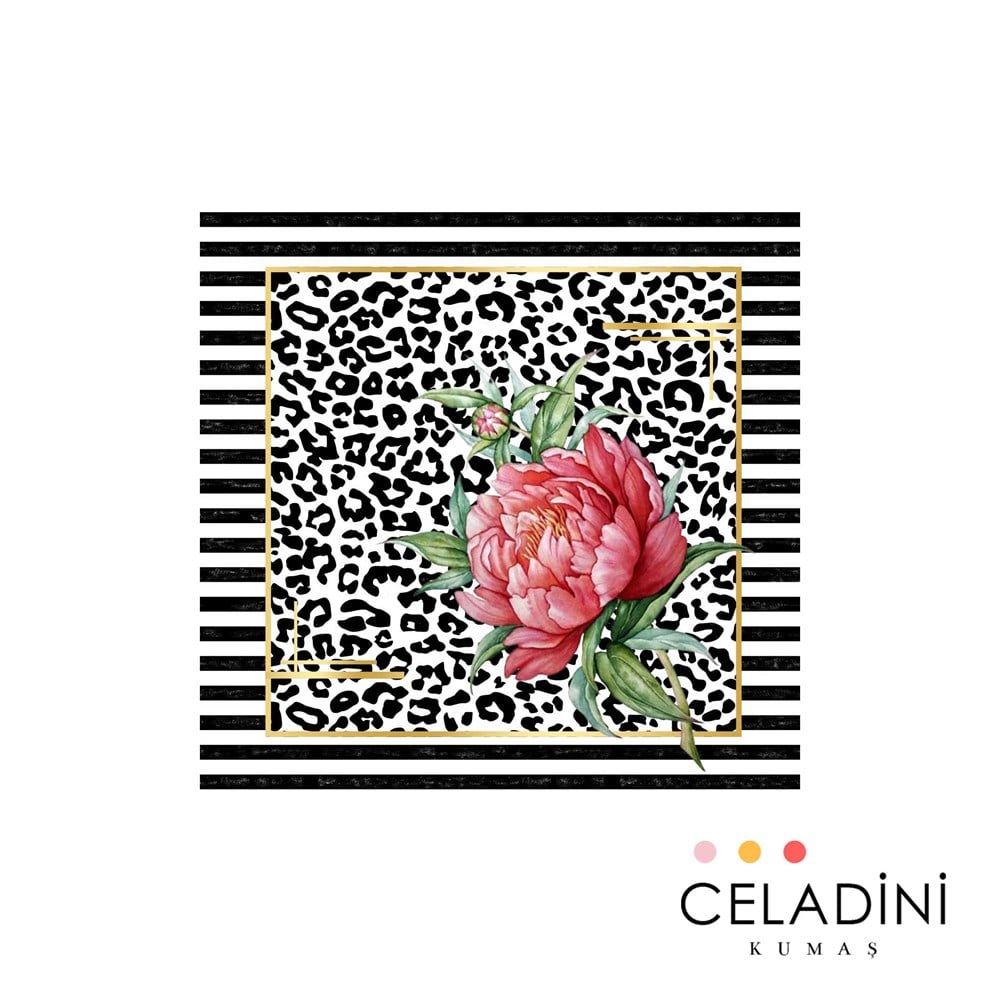 Çizgili Leopar Elegant Çiçekli Kırlent Kumaşı