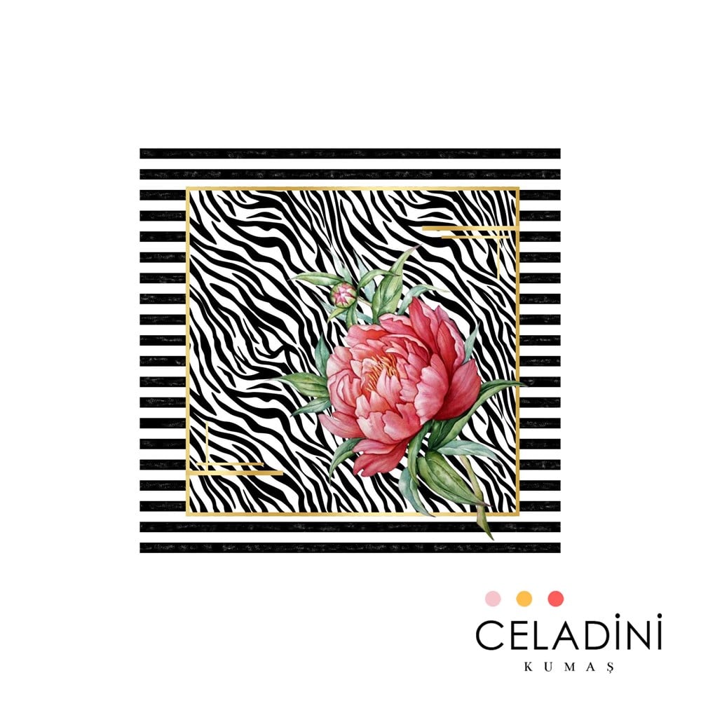 Çizgili Zebra Elegant Çiçekli Kırlent Kumaşı