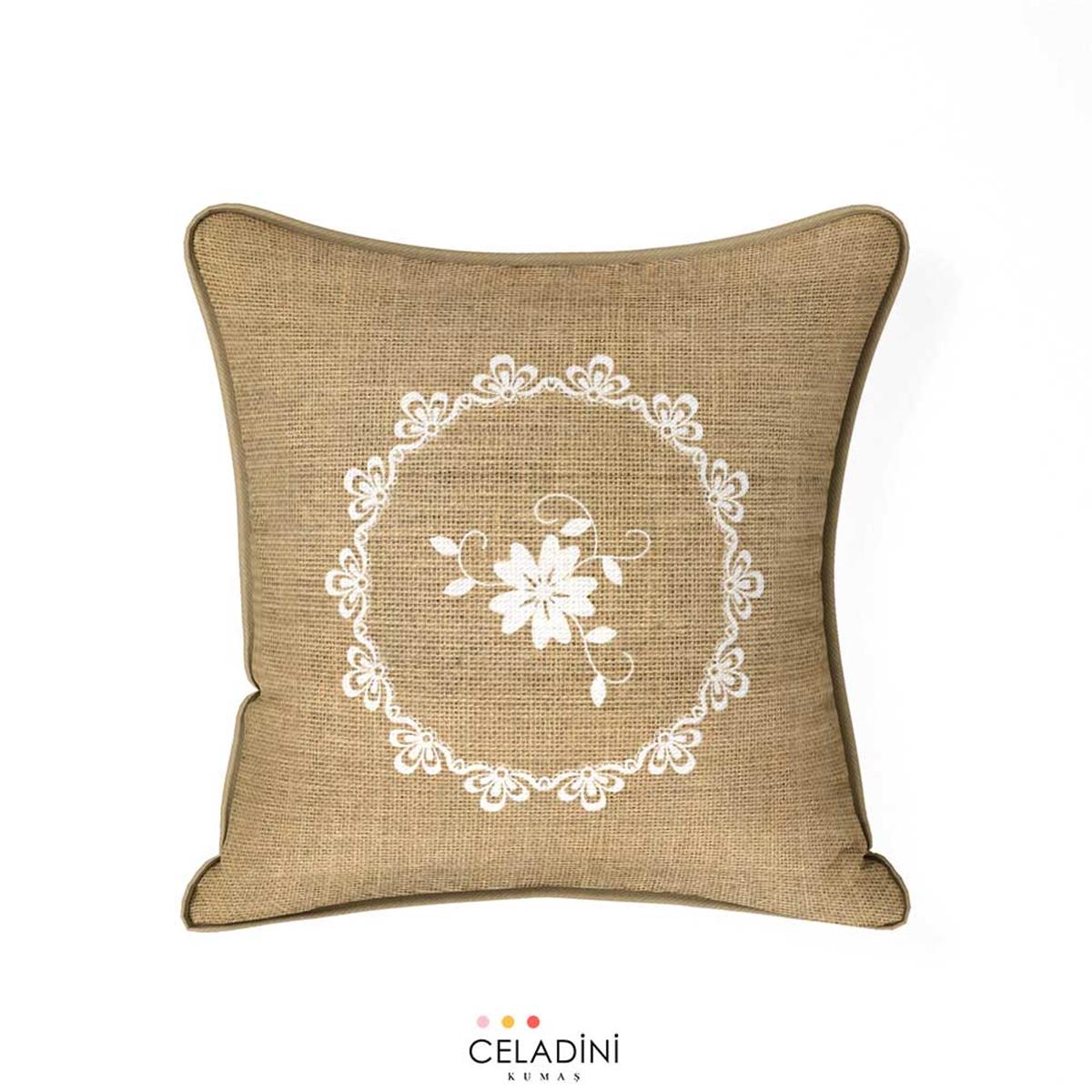 Çuval-Dantel Serisi 45x45 cm Kırlent Kumaşı Model-2 