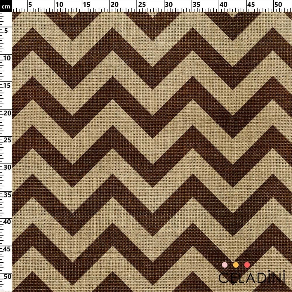 Çuval Görünümlü Acı Kahve Zigzag Kumaş