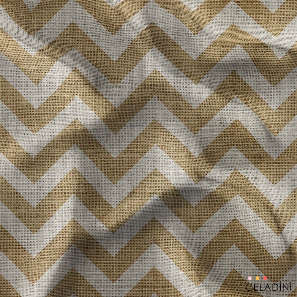 Çuval Görünümlü Beyaz Zigzag Kumaş