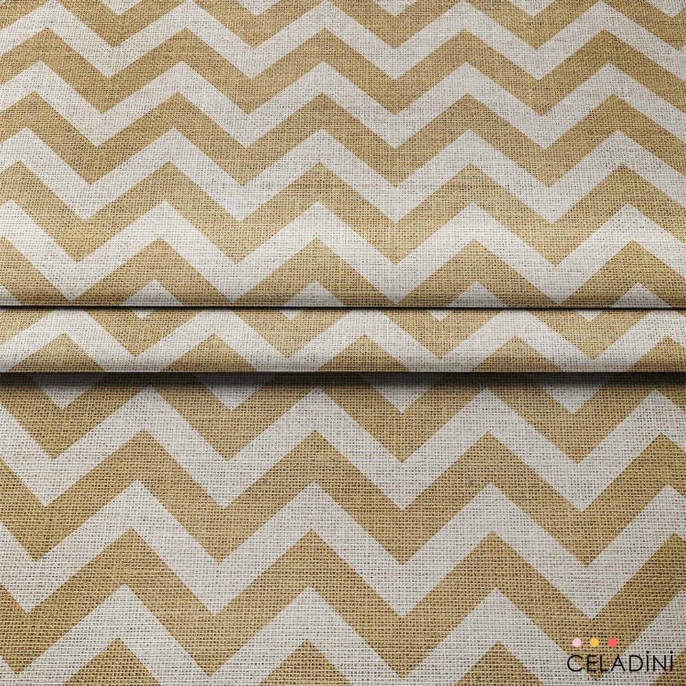 Çuval Görünümlü Beyaz Zigzag Kumaş