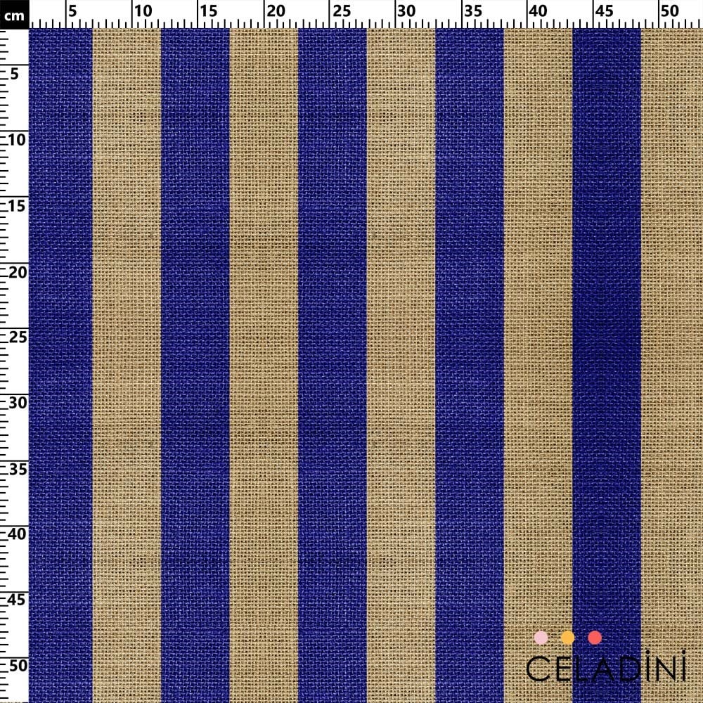 Çuval Görünümlü Lacivert (5x5 cm) Çizgili Kumaş