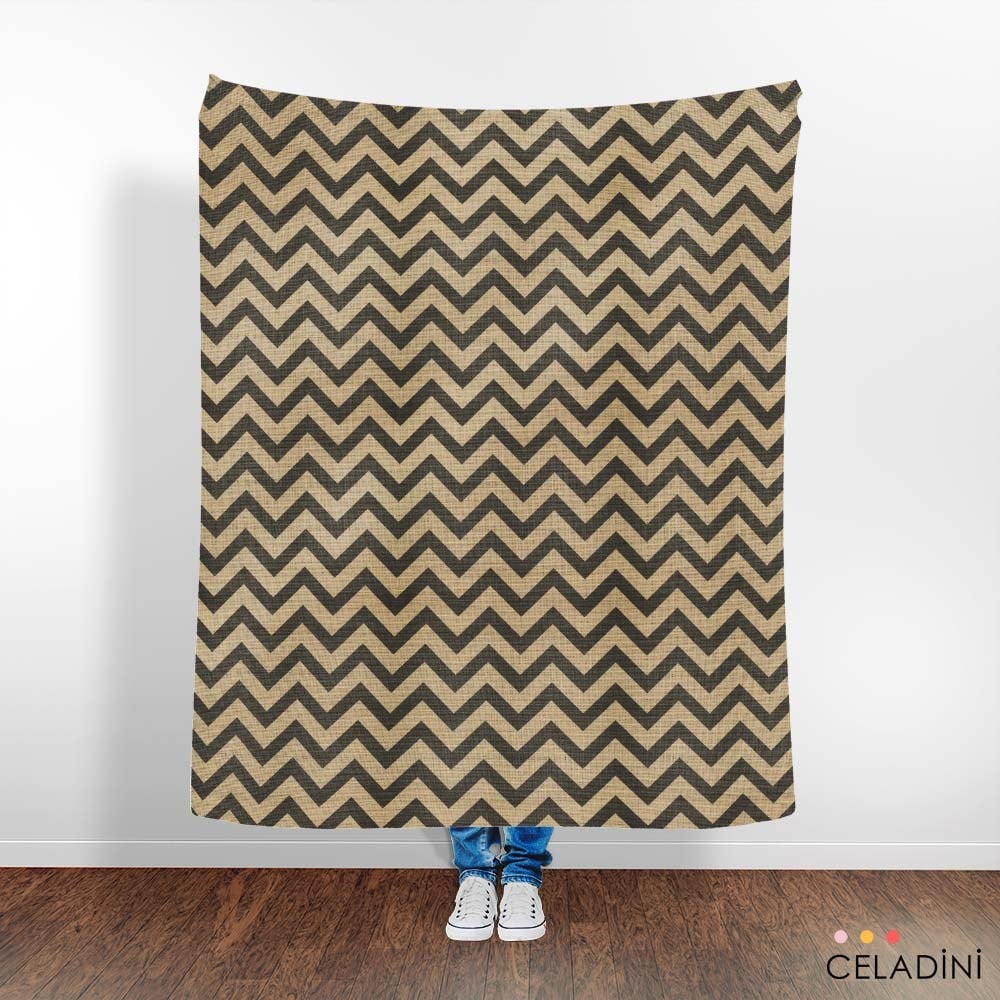 Çuval Görünümlü Siyah Zigzag Kumaş