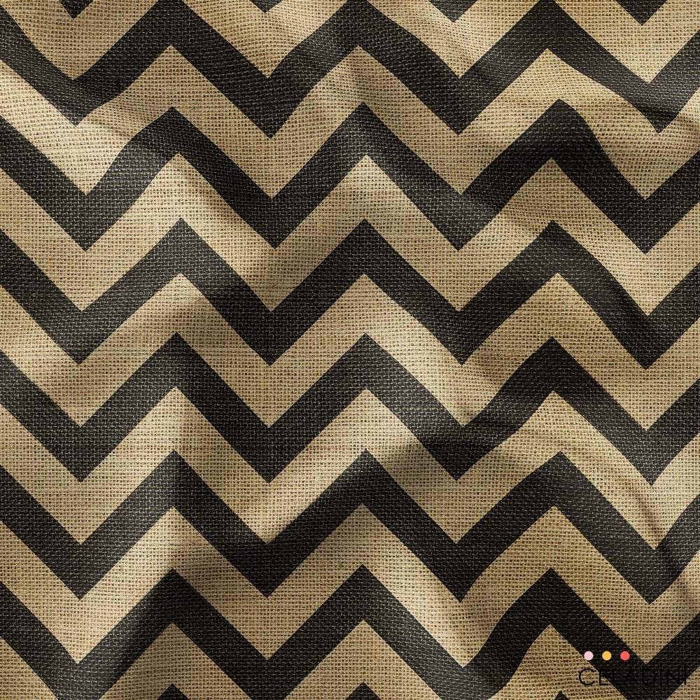 Çuval Görünümlü Siyah Zigzag Kumaş