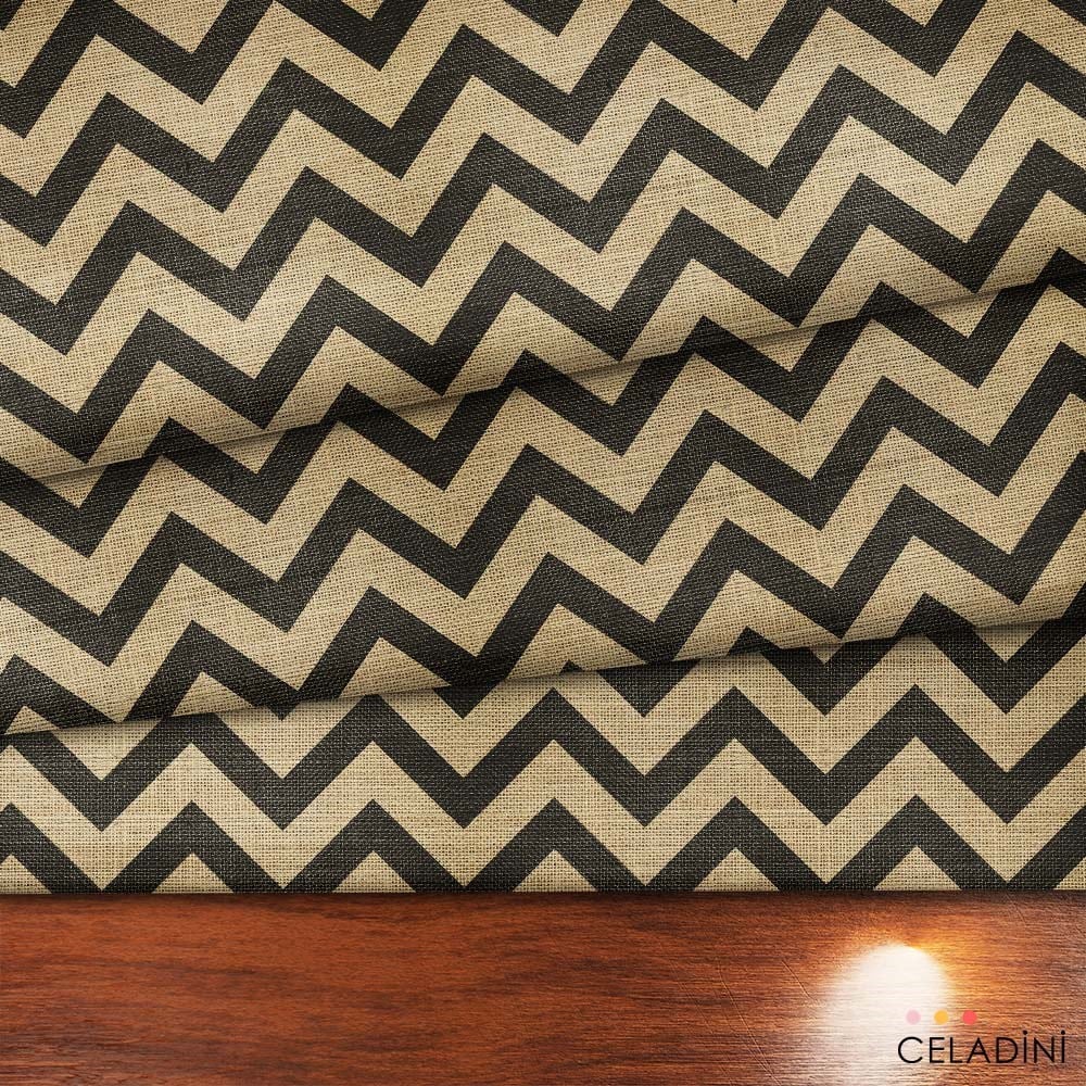Çuval Görünümlü Siyah Zigzag Kumaş