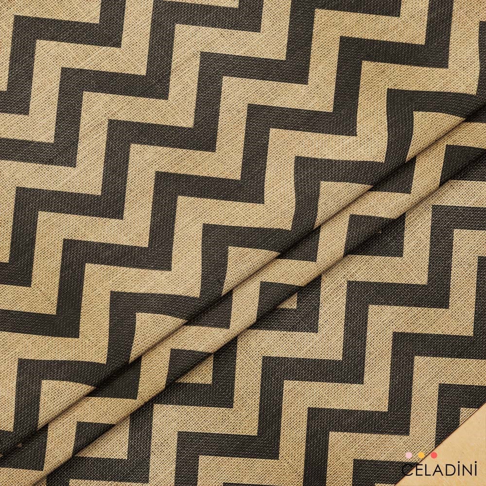 Çuval Görünümlü Siyah Zigzag Kumaş