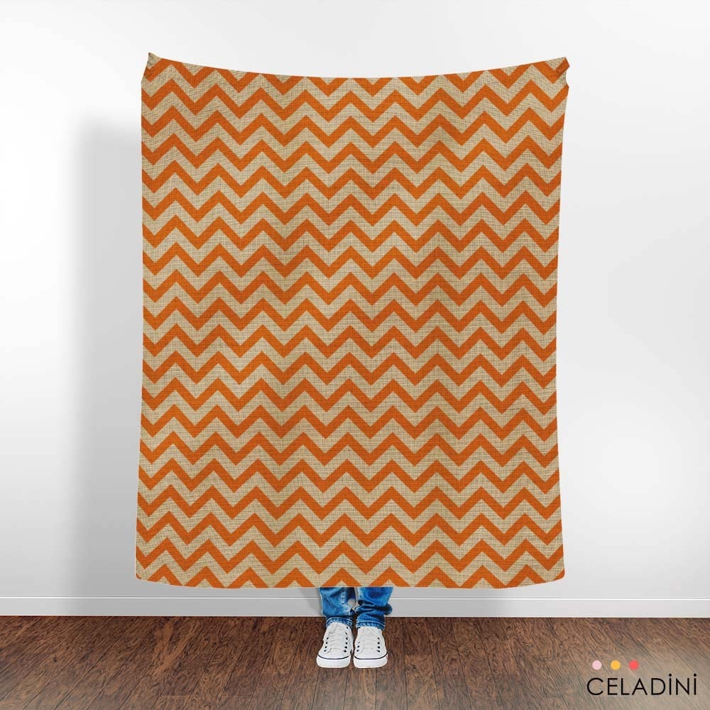 Çuval Görünümlü Turuncu Zigzag Kumaş