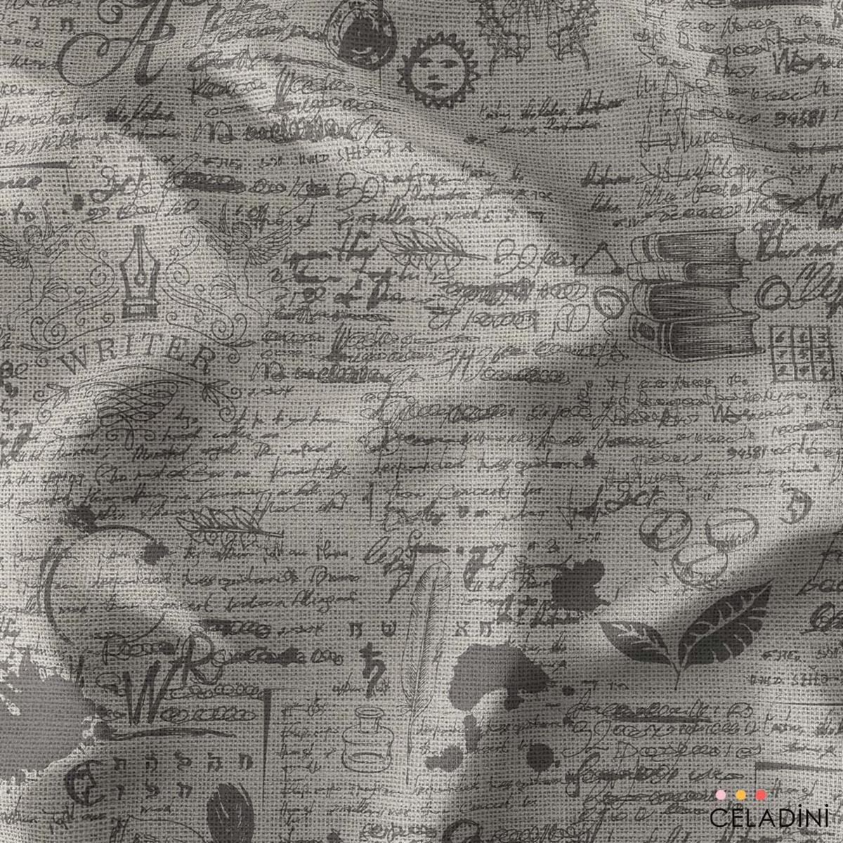 Çuval Vintage Mektup Desenli Kumaş