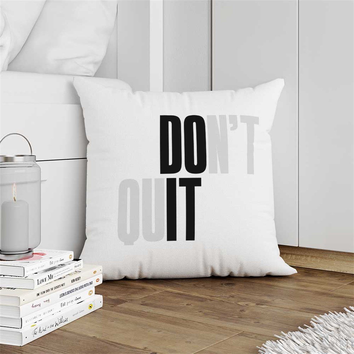Don't Quit Do it Yazılı Kırlent Kumaşı