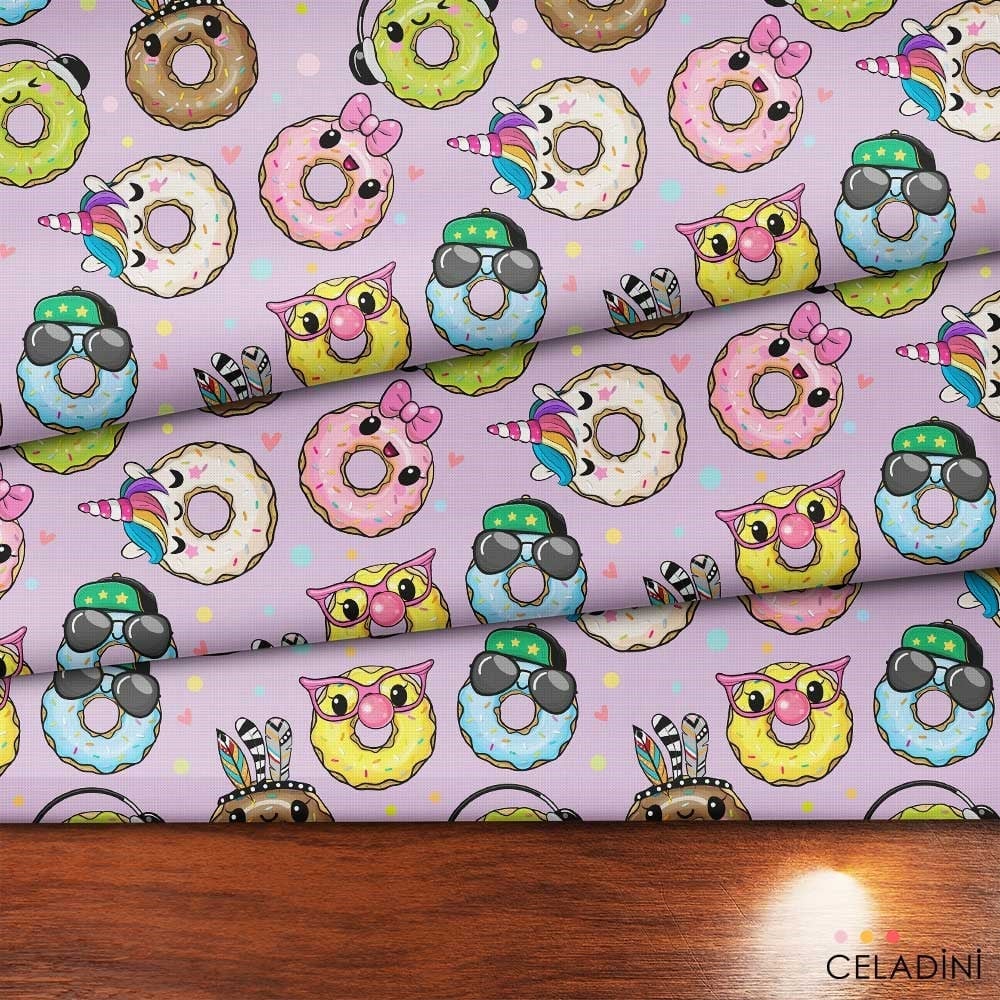 Donut Desenli Popart Kumaş