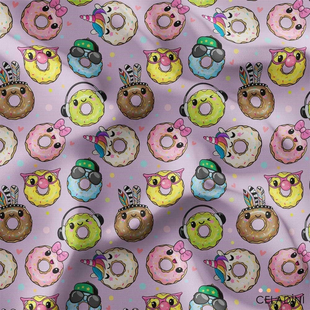 Donut Desenli Popart Kumaş