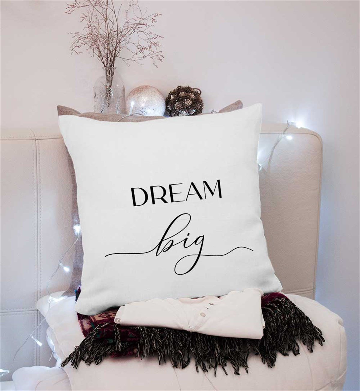 Dream Big Yazılı Kırlent Kumaşı