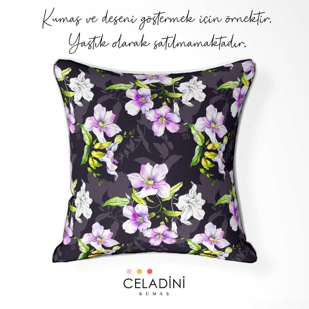 Eflatun / Lavanta Renkli Çiçekli Kumaş