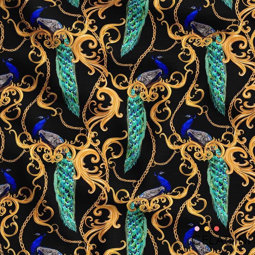 Elegant Tavus Kuşu Desenli Kumaş