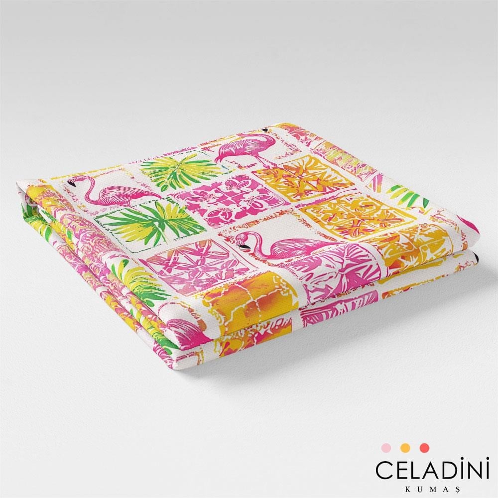 Eskitme Egzotik Flamingo Desenli Kumaş