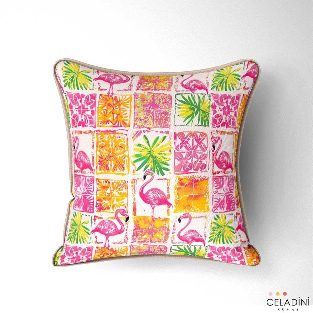 Eskitme Egzotik Flamingo Desenli Kumaş