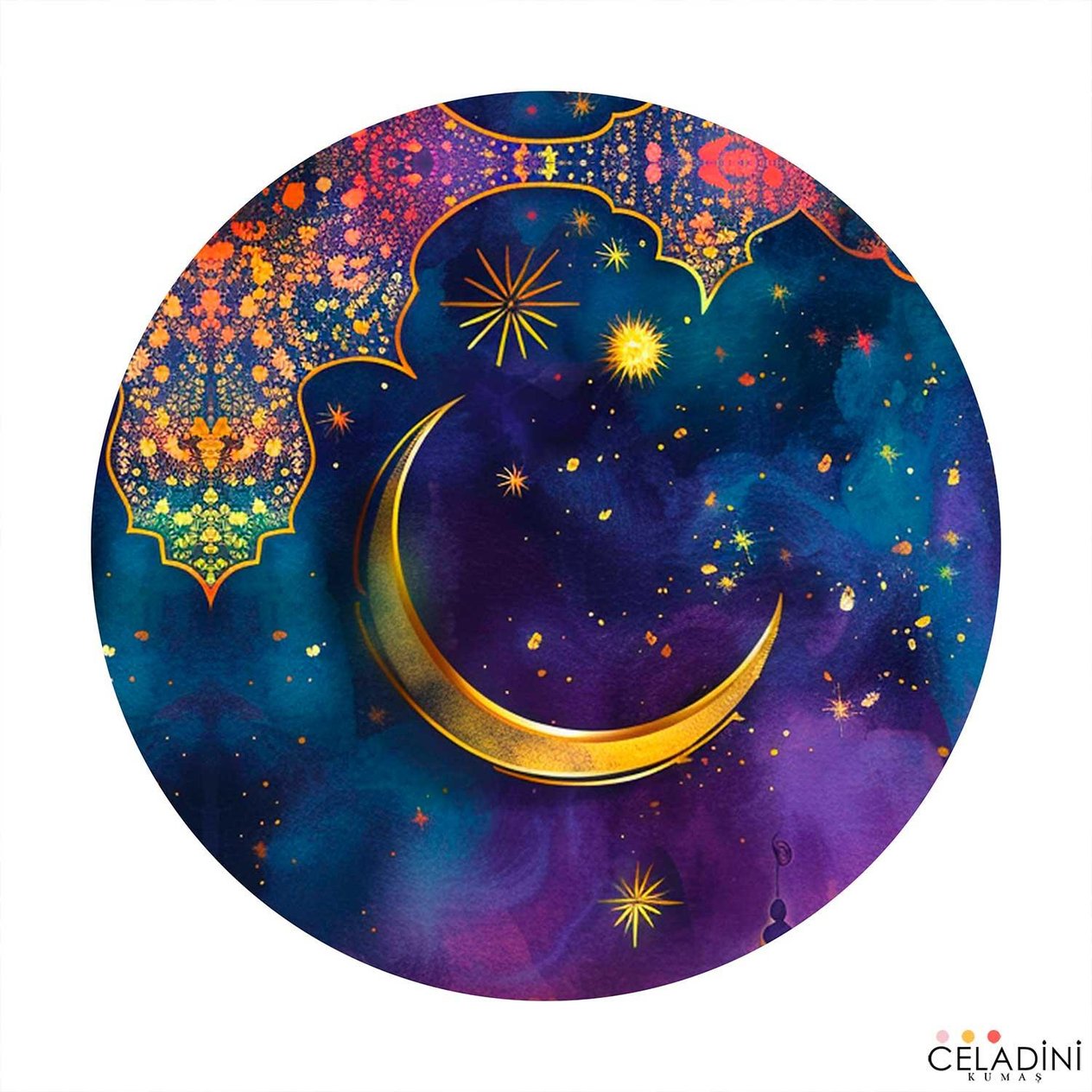 Gece ve Ay Ramazan Temalı Supla Kumaşı