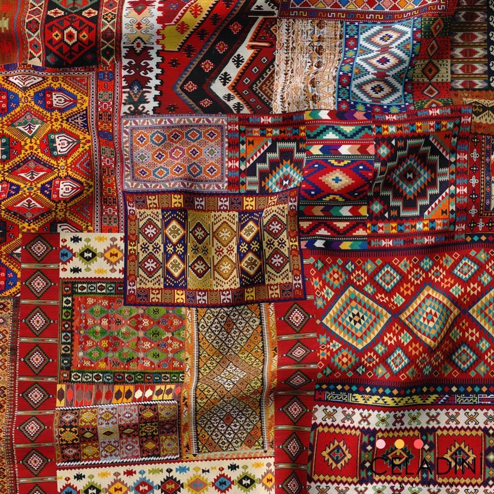Geleneksel Kilim Desenli Kumaş