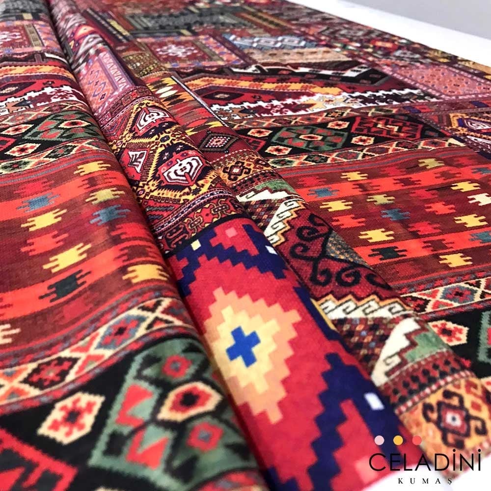 Geleneksel Kilim Desenli Kumaş