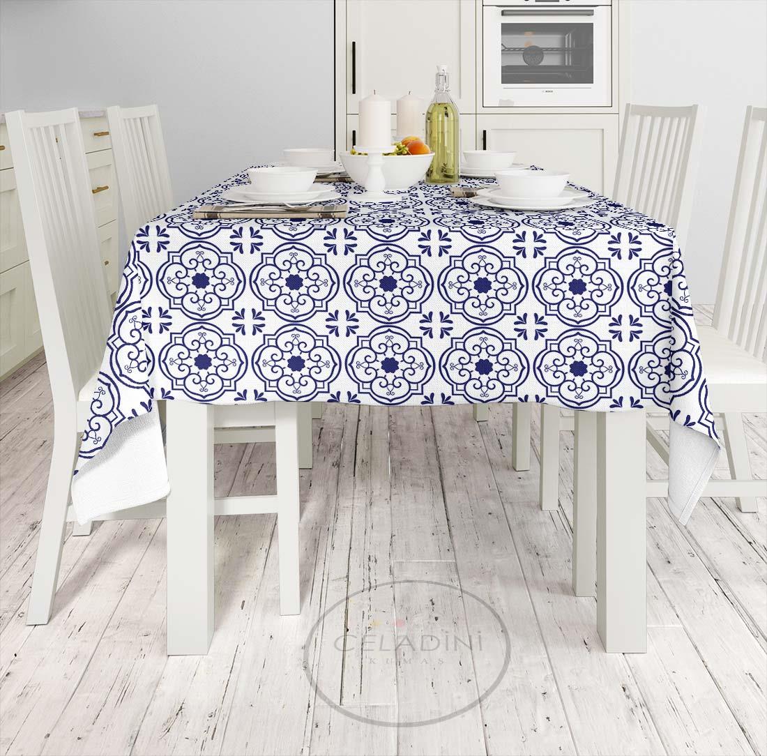 Geometrik Çini Desenli Ramazan Serisi Kumaş Lacivert